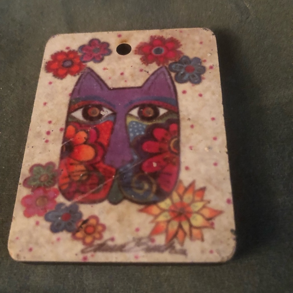 Laurel Burch Colorful Floral Cat Tag- $20 or $15 w/offer